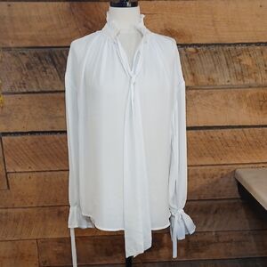 Elegant White Women's Blouse Sz L